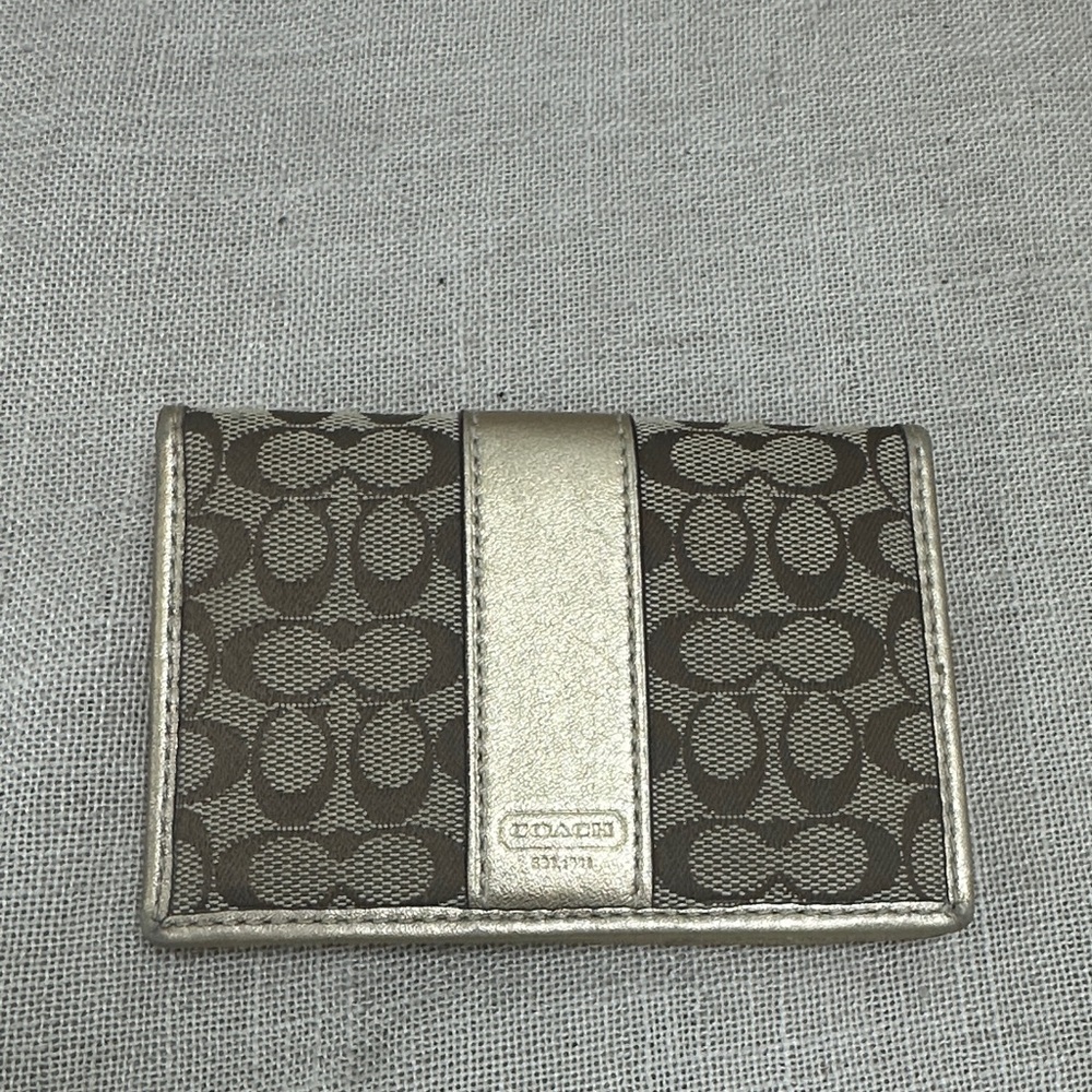 Coach Gold and Brown Signature Card Holder